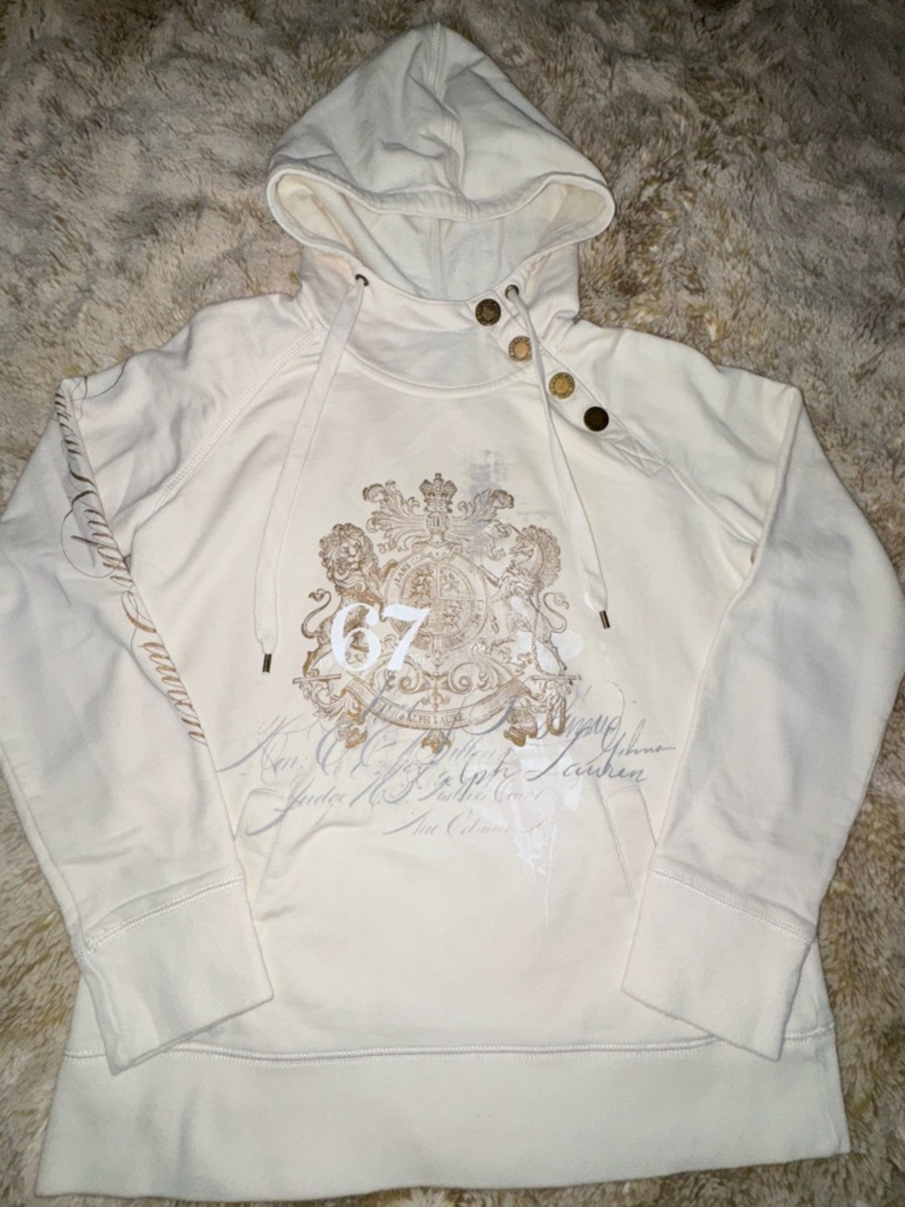 Lauren Ralph Lauren 90’s Ivory White Hooded Sweatshirt